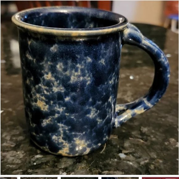 Bennington Potters Other - Vintage Bennington Potters Blue Agate 10oz Pottery Mug with thumb print handle